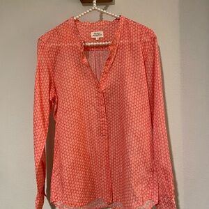 Hartford Light Red 1/2 Buttoned Blouse with Mandarin Collar
